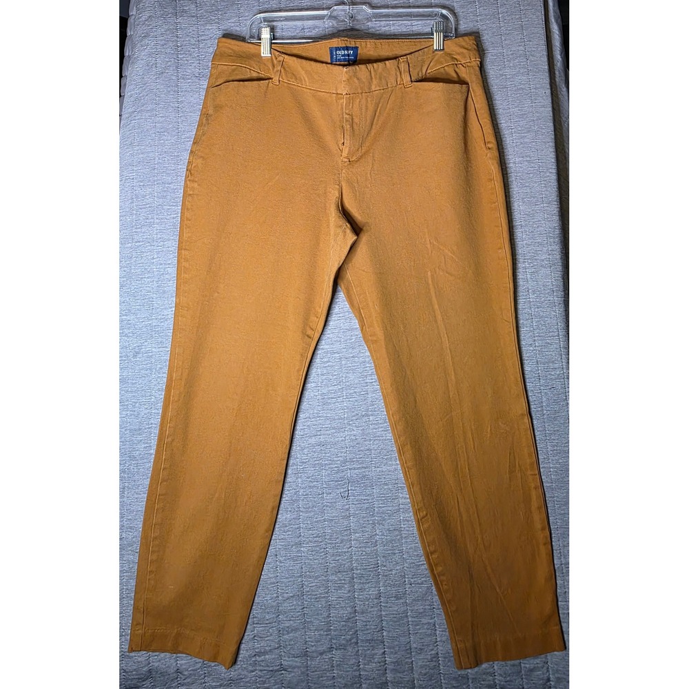 611 Old Navy Pixie Chino Pants Womens 16 Reg Mustard Yellow Ochre Mid Rise Ankle